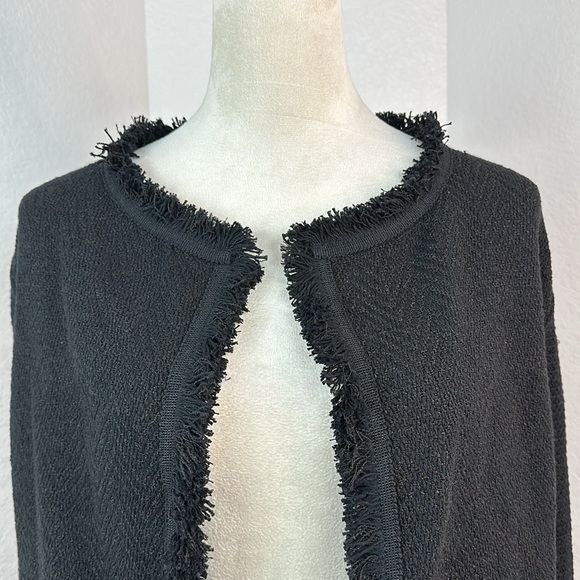 NIC + ZOE Black FRINGE MIX KNIT JACKET Size Large NWT - Picture 11 of 16